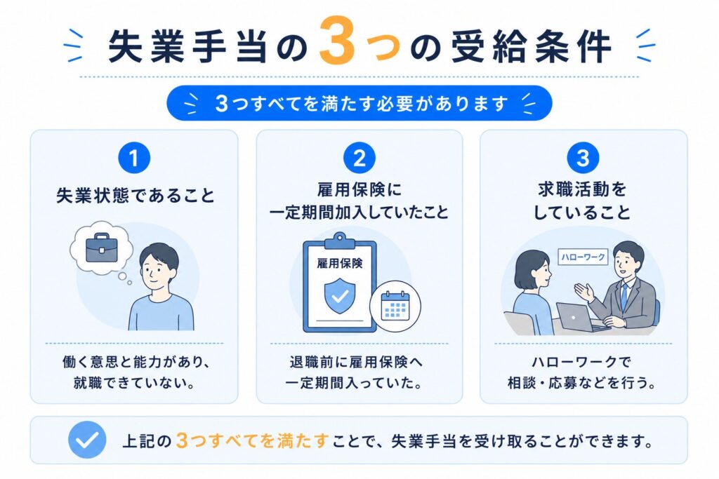 失業手当の3つの受給条件