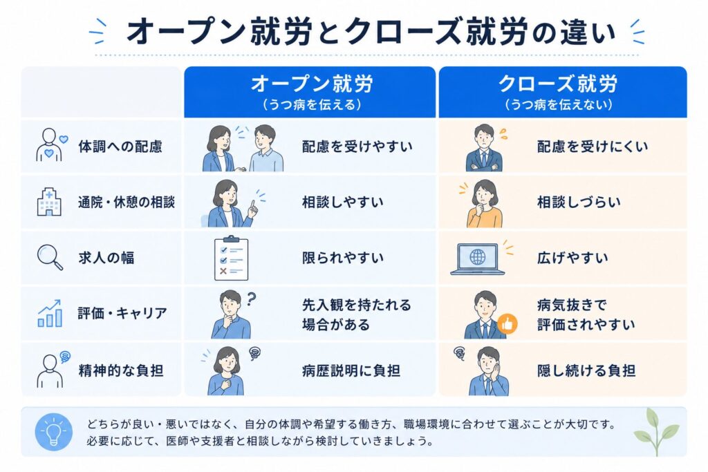 オープン就労とクローズ就労の違い